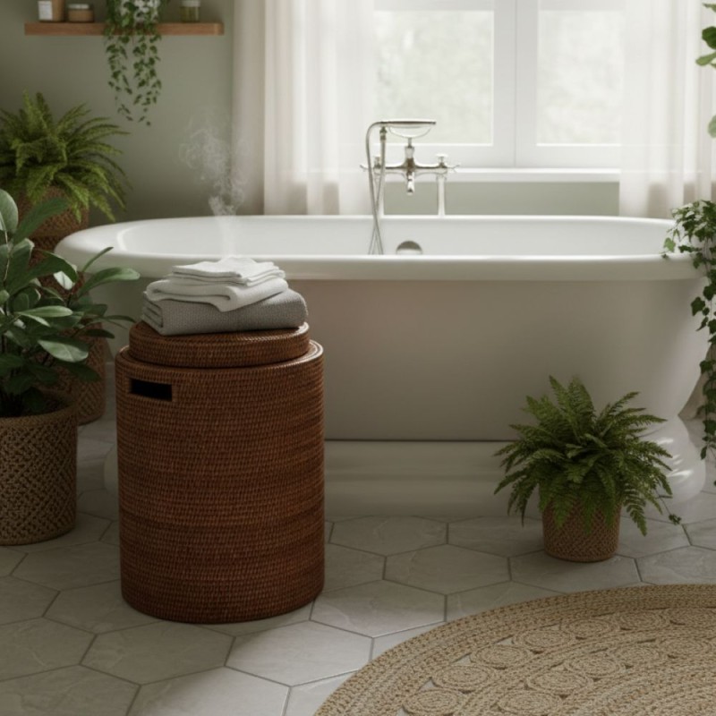 Cesto in Rattan Naturale | Contenitore Multiuso L'Oca Nera x Lemoire Home bagno Cesto in Rattan Naturale | Contenitore Multiuso L'Oca Nera x Lemoire Home bagno