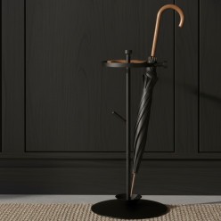Portaombrelli in Metallo Nero e Legno di Design per Ingresso Casa