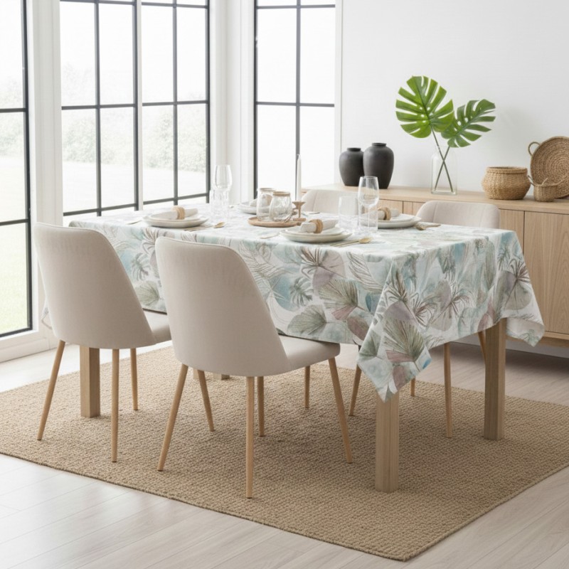 Tovaglia stile Tropicale con Foglie Palma collezione Ninfe Esperidi Cotone esempio