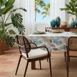 Tovaglia stile Tropicale con Foglie Palma collezione Ninfe Esperidi Cotone