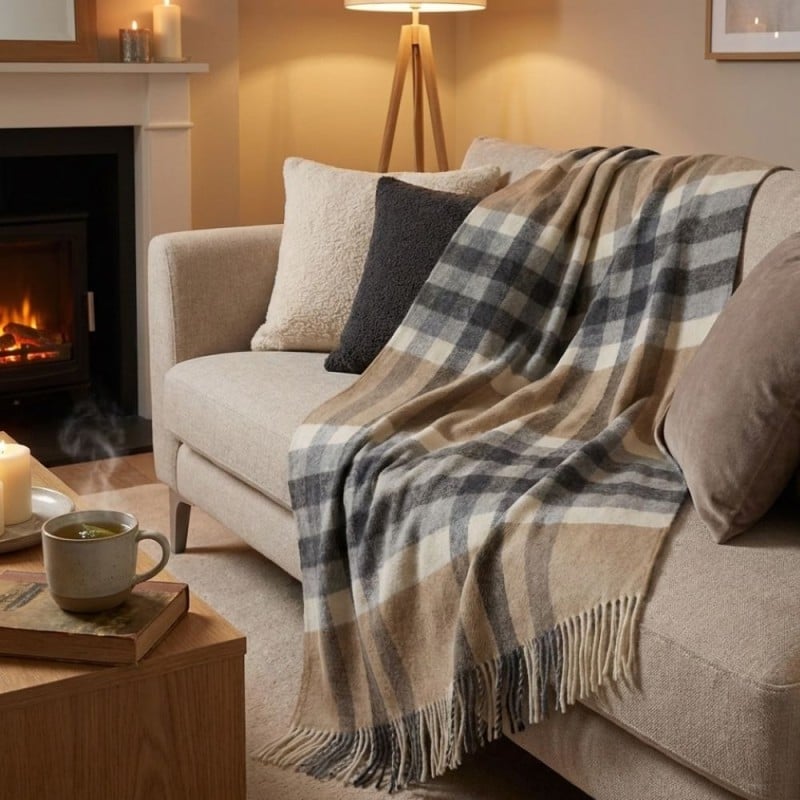 Plaid in lana e cotone collezione Eurus Made in Italy