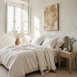 Completo Letto in Puro Lino Nyx & Hemera – Collezione Miti Mediterranei