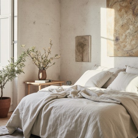 Completo Letto in Puro Lino Nyx & Hemera – Collezione Miti Mediterranei