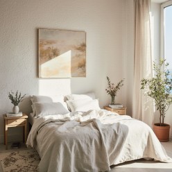 Completo Letto in Puro Lino Nyx & Hemera – Collezione Miti Mediterranei
