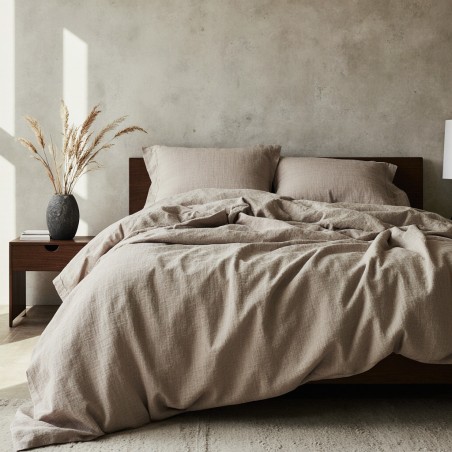 Completo Letto in Puro Lino Le Ore – Bianco, Beige, Tortora e Grigio