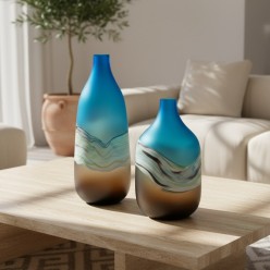 Vaso Scultoreo L'Oca Nera in Vetro Artistico – Collezione Onde