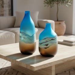 Vaso Scultoreo L'Oca Nera in Vetro Artistico – Collezione Onde
