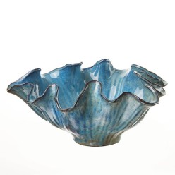 Centrotavola L'Oca Nera in Ceramica Blu: Design a Onde e Stile Moderno