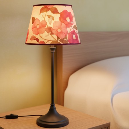 Lampada da Tavolo L’Oca Nera: Base Antracite e Paralume "Camelia Blossom"