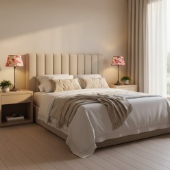 Lampada da Tavolo L’Oca Nera: Base Antracite e Paralume "Camelia Blossom"