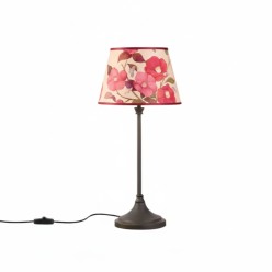 Lampada da Tavolo L’Oca Nera: Base Antracite e Paralume "Camelia Blossom"