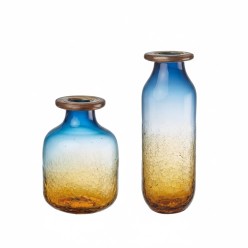 Vaso in Vetro Soffiato Craquelé L'Oca Nera – Collezione "Deep Sea & Amber"