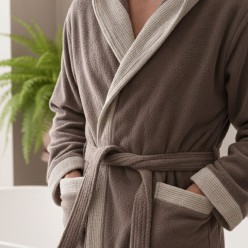 Accappatoio grigio perla 100% cotone Collezione Nereidi