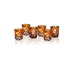 Set 6 Bicchieri Pavone in Vetro Artistico – Ambra e Blu Cobalto