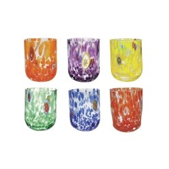 Set 6 Bicchieri Pavone Multicolor – Vetro Artistico ad Alta Saturazione