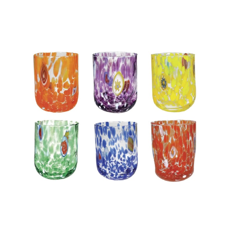 Set 6 Bicchieri Pavone Multicolor – Vetro Artistico ad Alta Saturazione