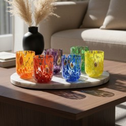 Set 6 Bicchieri Pavone Multicolor – Vetro Artistico ad Alta Saturazione