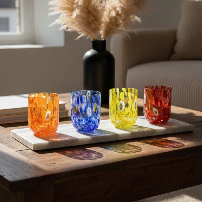Set 6 Bicchieri Pavone Multicolor – Vetro Artistico ad Alta Saturazione