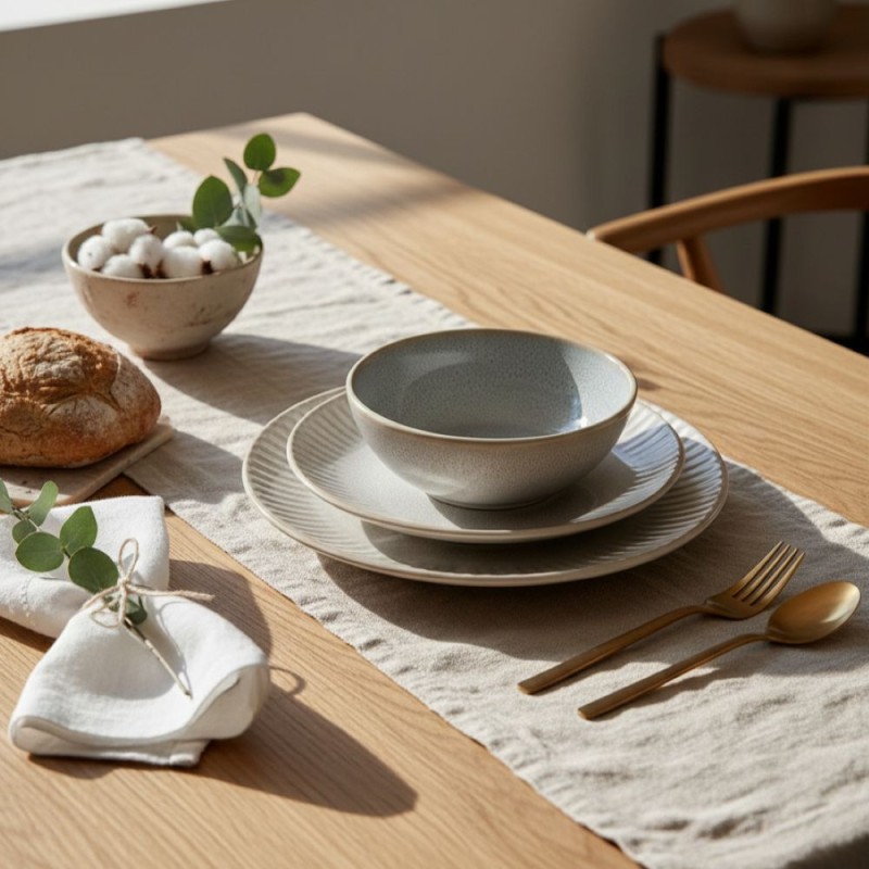 Collezione Melange Avorio – Set Piatti in Stoneware Materico