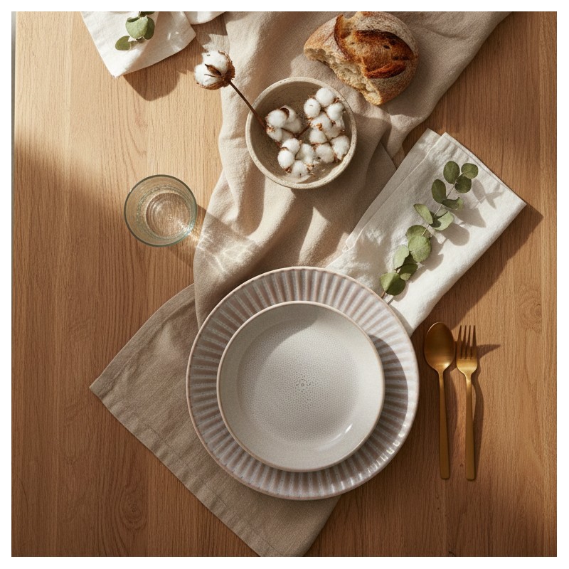 Collezione Melange Avorio – Set Piatti in Stoneware Materico