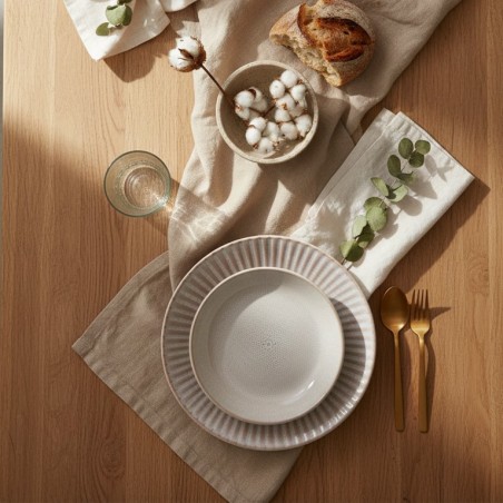 Collezione Melange Avorio – Set Piatti in Stoneware Materico