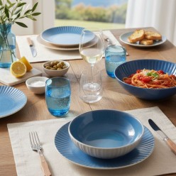 Servizio Piatti Blu Oltremare – Collezione Artigianale per Momenti d'Autore