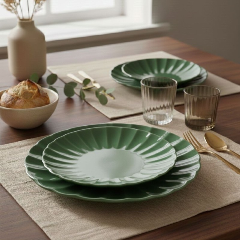 Servizio Piatti 18 Pezzi "Calipso" – Verde Bosco