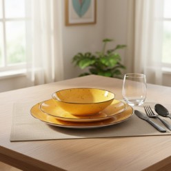 Servizio Piatti 18 Pezzi Weissestal Cottage Giallo – Set Completo per 6 Persone