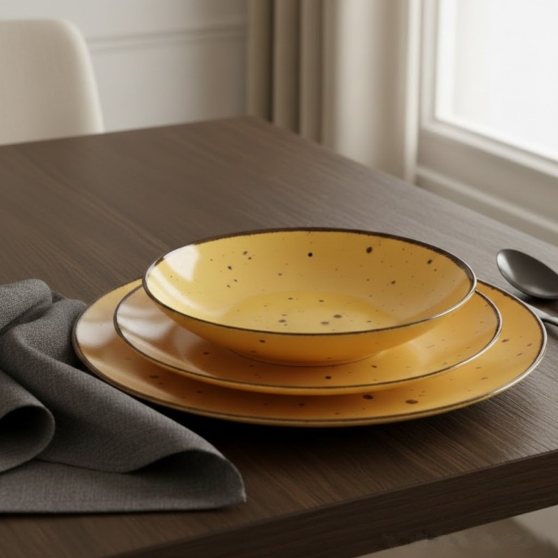 Servizio Piatti 18 Pezzi Weissestal Cottage Giallo – Set Completo per 6 Persone Servizio Piatti 18 Pezzi Weissestal Cottage Giallo – Set Completo per 6 Persone