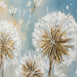 Dandelion - Quadro con Soffioni Bianchi e Oro - 150x100 cm