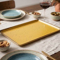 Vassoio Rettangolare Cottage Giallo Weissestal – Porcellana Artigianale 38x21 cm