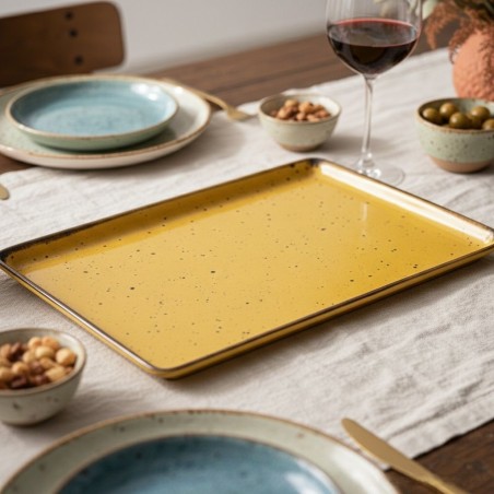 Vassoio Rettangolare Cottage Giallo Weissestal – Porcellana Artigianale 38x21 cm
