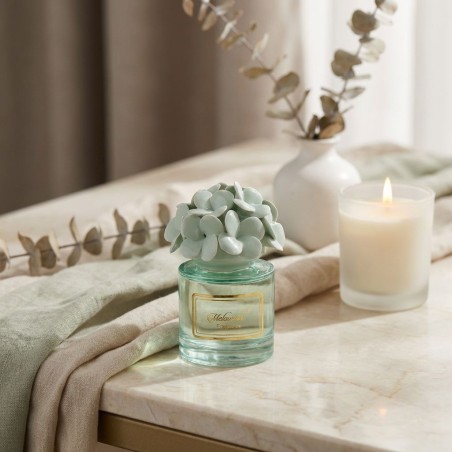 Profumatore Verde Salvia "Ortensia" – Scultura Floreale in Ceramica di Capodimonte