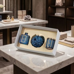 Set Regalo "Linea Ortensia" Blu – Profumatore e Candela con Fiore