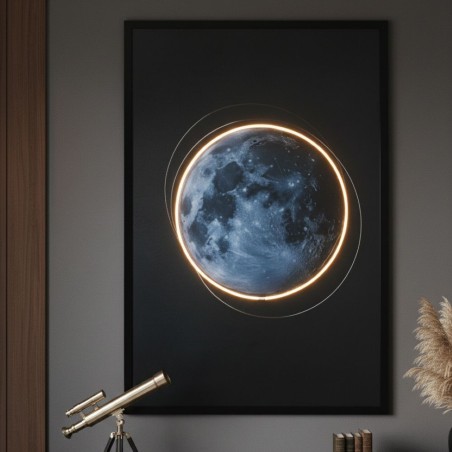 Quadro Luna Blu con LED Integrato L'Oca Nera – Edizione Premium 80x120 cm