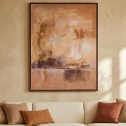 Quadro Astratto Materico Orizzonte Caldo e Illuminato (100x140 cm)