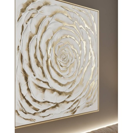 Quadro Materico Rose Blanche Gold - L'Oca Nera (100x100 cm)