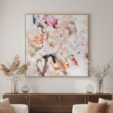 Quadro Astratto Materico Floreale 120x120 cm - L'Oca Nera