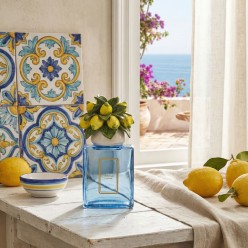 Diffusore Amalfi a Base Rettangolare con Tappo Limoni in Capodimonte