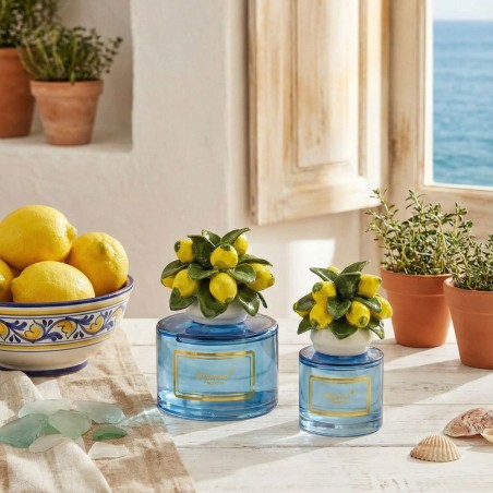 Profumatore d'Ambiente Luxury a Base Tonda con Tappo Limoni in Capodimonte