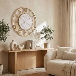 Orologio da Parete Luxury L'Oca Nera – Marmo Bianco e Oro Satinato Ø 60 cm
