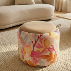 Pouf Contenitore Floreale – L’Arte del Velluto e del Colore (Ø43x38h)