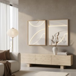 Scultura di Luce Materica – Quadro 3D con LED Integrato e Cornice in Rovere LEMOIREHOME