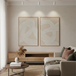 Coppia di Quadri Materici in Rilievo – Collezione L’Oca Nera per LeMoire Home (60x90 cm)