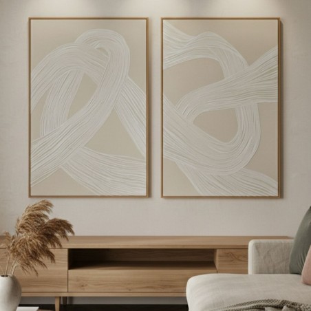 Coppia di Quadri Materici in Rilievo – Collezione L’Oca Nera per LeMoire Home (60x90 cm)