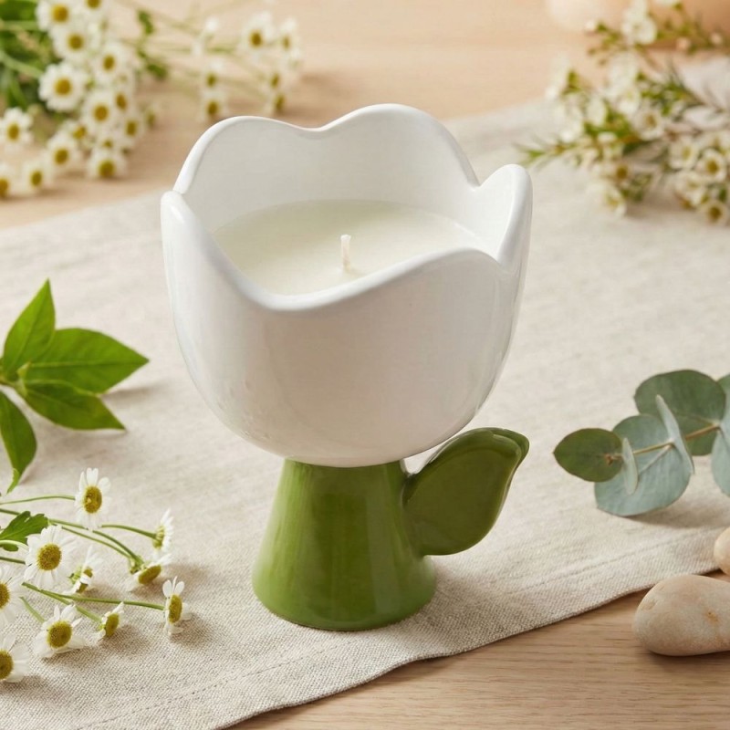 Candela "Spring Bloom": Tulipano in Ceramica, un tocco di Eterna Primavera Candela "Spring Bloom": Tulipano in Ceramica, un tocco di Eterna Primavera
