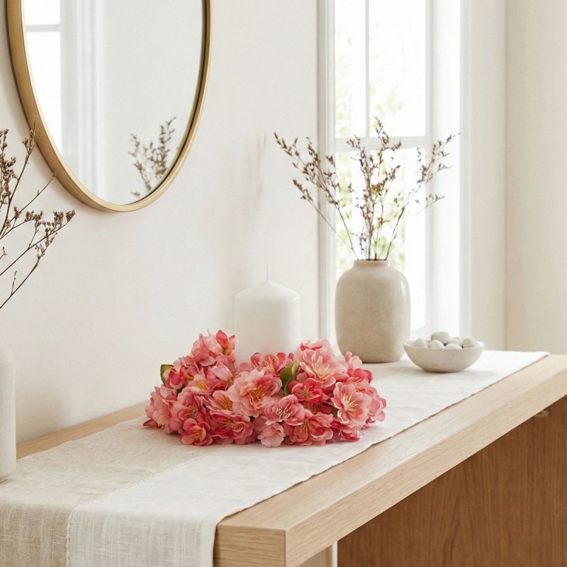 Corona Portacandele "Sakura" in Fiore Ø 25 cm - Ghirlanda Decorativa Primaverile