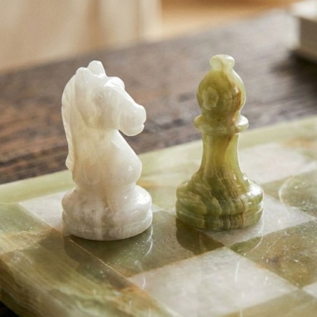Scacchiera d'Autore in Marmo e Onice Verde con Valigetta Luxury | Lemoire Home