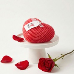 Candela Cuore "Love Texture" - Idea Regalo Romantica - Rossa