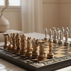 L'Eterna Sfida: Scacchi di Lusso in Resina Mitologia Greca vs Romana – Italfama per Lemoire Home